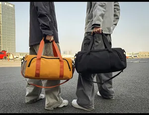 Large capacity travel duffel bag with dry wet separation and shoe compartment for sports fitness.