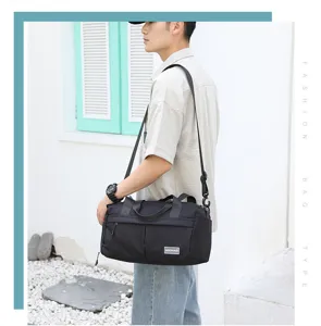 Ultralight nylon sports duffel bag for gym and travel, large capacity shoulder handbag.