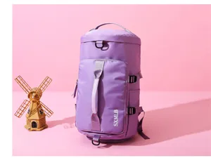 Zaino multifunzionale viola di grande capacità borsa da viaggio con tasche laterali resistenti