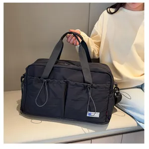Black fashion travel duffel bag large capacity shoulder crossbody bag for women yoga fitness