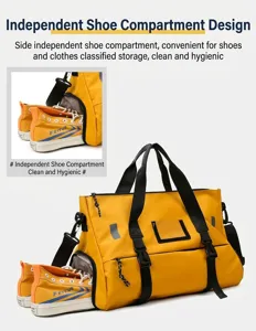 Waterproof gym duffel bag with separate shoe compartment, multi-functional sports travel bag.