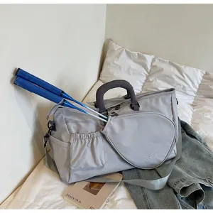 Grande borsa sportiva grigia, elegante borsa a tracolla da tennis badminton per palestra e viaggio.