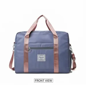 Large capacity travel duffel bag with shoe compartment, stylish gym bag for women daily use.
