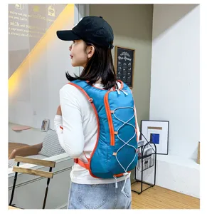 Outdoor cycling backpack sports hiking rucksack with elastic bungee cord and orange trim