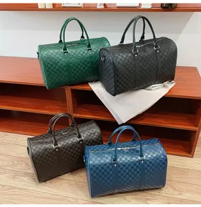 Modische karierte Reise-Duffel-Bag große Kapazität wasserdichte Leder-Gepäcktasche für Herren