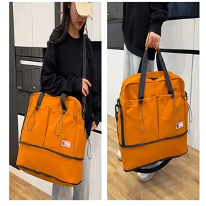 Large capacity travel duffel bag multi-functional fitness gym shoulder bag orange