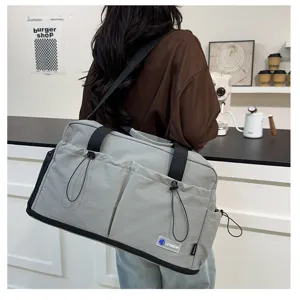 Large capacity travel duffel bag women yoga fitness shoulder crossbody bag daily use stylish grey