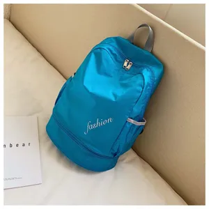 Blue oxford cloth casual sports backpack with large capacity and double shoulder straps.