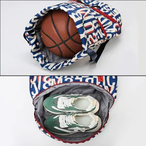 Waterproof sports backpack large capacity drawstring gym bag with shoe compartment