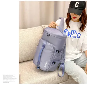 Zaino da viaggio grande capacità polivalente per donna, elegante borsa grigio blu casual