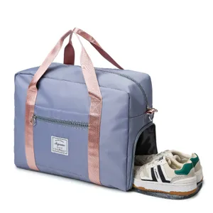 Large capacity travel duffel bag waterproof gym bag with separate shoe compartment for women
