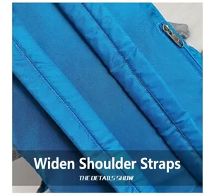 Oxford cloth sports backpack detail showing widened shoulder straps and durable zipper design.