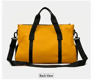 Waterproof gym bag with dry wet separation and shoe compartment in bright yellow.