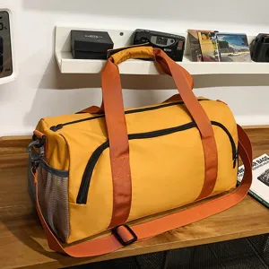 Large capacity travel duffel bag with shoe compartment, waterproof sports gym bag for men.
