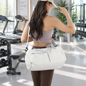 Large Capacity Nylon Sports Gym Bag With Wet Dry Separation Travel Handbag Casual Fitness Shoulder Bag For Women