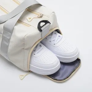 Nylon sports gym duffel bag with separate shoe compartment for travel fitness women light.