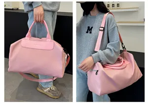 Large capacity pink travel bag, waterproof gym duffel bag for short trips and daily use.