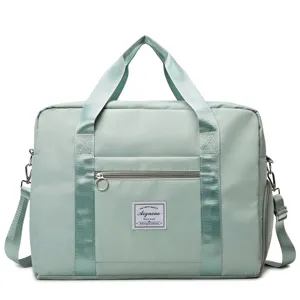 Light green travel duffel bag large capacity gym bag with shoulder strap and shoe compartment