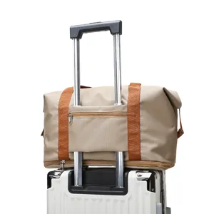 Grande borsa da viaggio per fitness con manica per valigia, borsa in tessuto oxford.