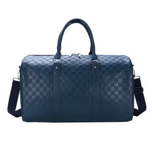 Blau geprägte karierte Reise-Damentasche große Kapazität PU-Leder Sport-Fitness-Tasche Handtasche.