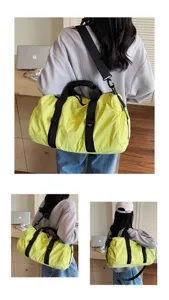 Waterproof travel duffel bag versatile casual sports fitness shoulder bag large capacity yellow