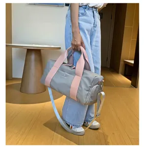 Large capacity sports duffel bag with shoe compartment, wet dry separation gym travel bag for fitness.