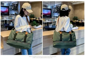 Sac de voyage avec separation sec humide, grand sac bandouliere de fitness pour voyages.