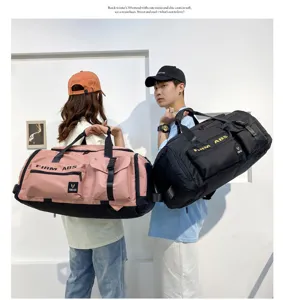 Large capacity travel duffel bag oxford fitness backpack with shoe compartment for men and women.