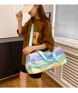 Borsa da palestra arcobaleno gradiente grande capacita borsa da viaggio con tracolla