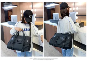 Large capacity waterproof fitness travel bag with wet dry separation for women daily use.