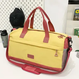Large capacity travel duffle bag for sports fitness and gym with dry wet separation.