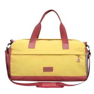 Large capacity travel duffel bag with wet dry separation for sports gym fitness business trip.