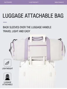 Lightweight travel duffel bag with luggage sleeve, large capacity fitness sports bag grey.