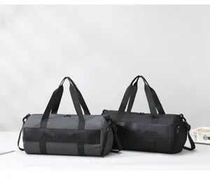 Large capacity gym duffel bag detail showcasing durable handles and smooth zipper closure.