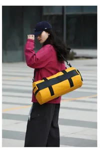 Yellow black duffel bag large capacity sports gym bag outdoor travel shoulder bag for unisex