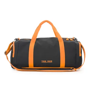 Black orange sports duffel bag large capacity fitness travel bag with wet dry separation design