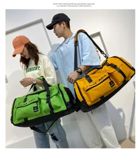 Large capacity oxford cloth travel duffel bag with multi-purpose straps and shoe compartment.