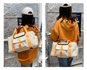 Bolsa de deporte de fitness de oxford grande, bolsa de viaje colorblock con compartimento zapatos