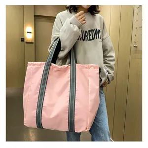 Large capacity pink travel tote bag oxford cloth casual shoulder bag for outdoor daily use