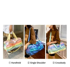 Borsa da palestra da viaggio con gradiente arcobaleno e scomparto scarpe bagnato asciutto.