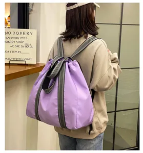Large capacity oxford cloth backpack casual travel daypack with striped straps for women