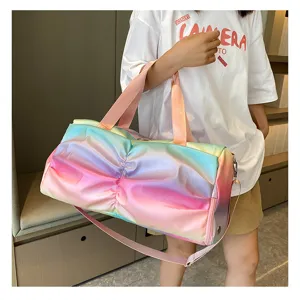 Borsa da palestra con sfumatura colorata e scomparto per scarpe per viaggi e fitness.