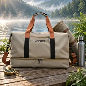 Grand Capacité Sac de Voyage Duffel Imperméable Tissu Oxford Sac de Fitness Avec Séparation Humide Sec Compartiment Chaussures