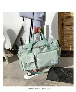 Large capacity oxford travel duffel bag for men, durable gym sports bag with wet dry compartment.