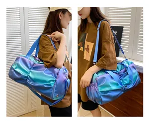 Borsa da palestra fitness sfumata con tracolla, grande borsa da viaggio capiente.
