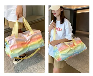 Borsone da palestra sfumato arcobaleno, grande borsa da viaggio con scomparto per scarpe.