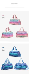 Borsa da palestra arcobaleno sfumata con vano scarpe, grande borsa da viaggio elegante.