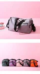 Waterproof dry wet separation gym bag, nylon fitness travel duffel bag with shoes compartment.