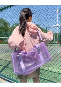 Purple PVC mesh travel bag waterproof large capacity outdoor sports gym beach shoulder bag