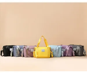 Small gym bag for women, multi-color travel shoulder bag with strap for daily fitness use.